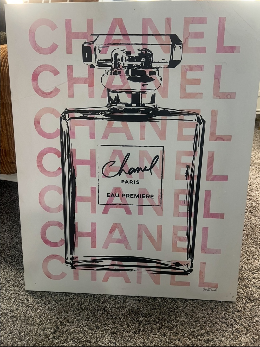 CHANEL Perfume Bottle Wall Poster - Pink & Black